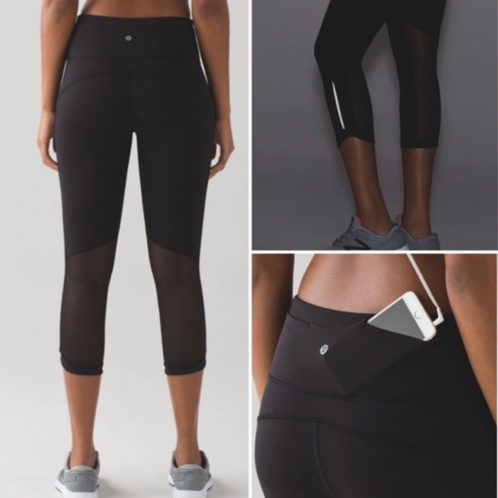 Lululemon Breathe Easy Crop Legging Black Mesh 4